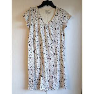 Disney Women's White Black Micky Mouse Printed Blended Fiber Nightgown Size S